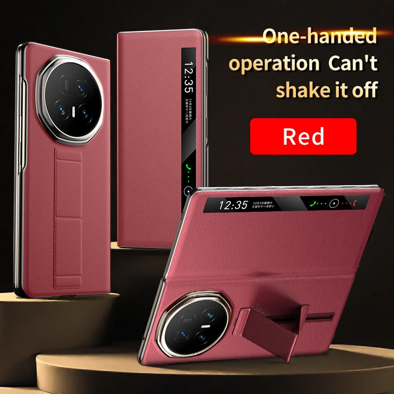 LANGSIDI Smart Flip Phone Case for Honor Magic V5 Magnetic Wrist Strap Slidable Stand Kickstand Luxuxy Leather Cover