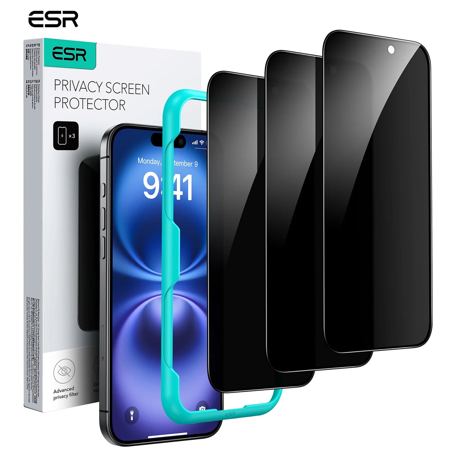 ESR Tempered-Glass Screen Protector iPhone 13/14/15/16/17 Pro Max HD Clear Anti-spy Screen Firm For iPhone 17Air&16/15 Plus&16e