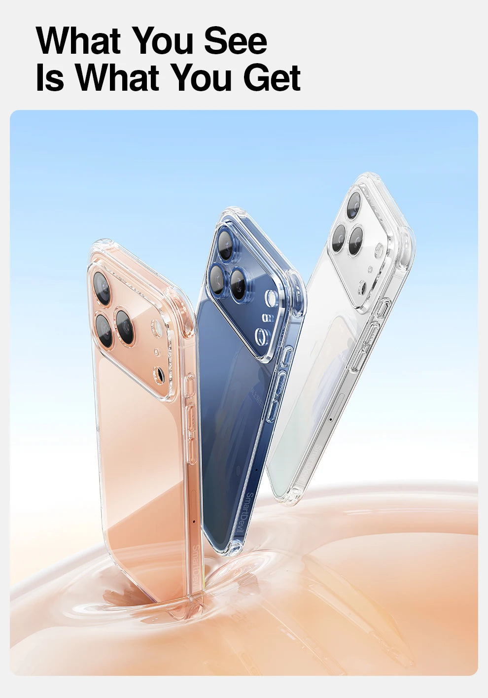 SmartDevil Transparent Phone Case for iPhone 17 Pro Max 17 Pro 16 Soft Back Cover Airbag Shell for iPhone Air Anti-drop