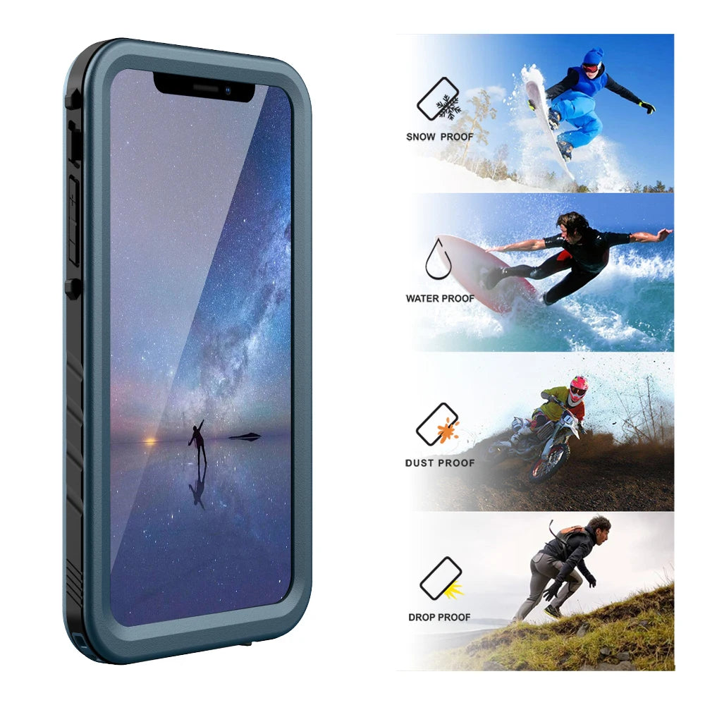 SPORTLINK For iPhone SE 2nd 2020 3rd 2022 7 8 Plus X XS Max XR 5 Waterproof Case Shockproof Cover with Built-in Screen Protector