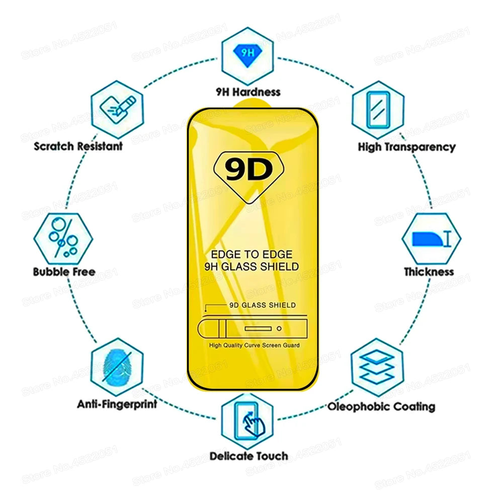 10 IN 1 9D Full Tempered Glass For iPhone 17 16 15 14 13 12 11 Pro Max Plus Mini 16e Screen Protector For iPhone 17 Pro Max Air