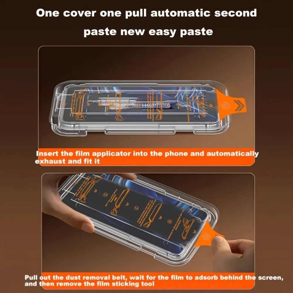 4Pcs HD Screen Protector for IPhone 15/16/17 Promax 16E 14 Plus Tempered Glass 11 Pro 13 Promax 13 12Mini One-Click Installation