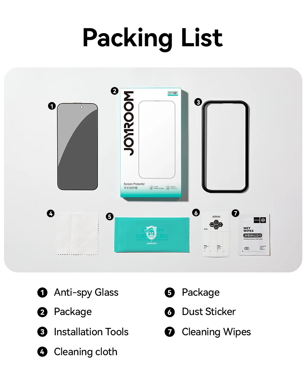 Joyroom 1/2PCS For iPhone 17 Pro Max Anti-Spy Glass Privacy Screen Protector Glass For iPhone 17 Pro 17 Air Tempered Glass Film