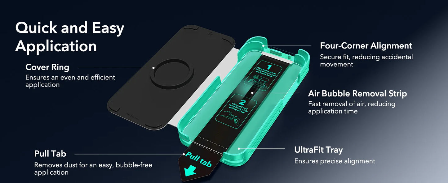 ESR for 3 Pack iPhone 17 Pro Max Screen Protector for iPhone 16/15/14/13 Armorite Tempered Glass Military Grade Film HD/Privacy