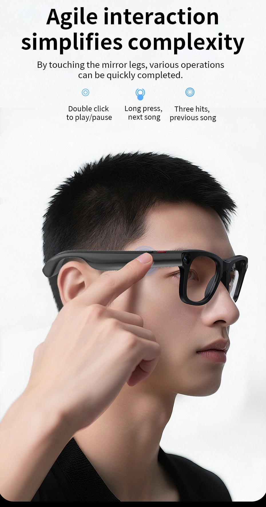 500W Camera Glasses Translate Smart Glasses Voice Call Music Sunglasses AI GPT Camera BT&WIFI Video Recording Anti-blue Light