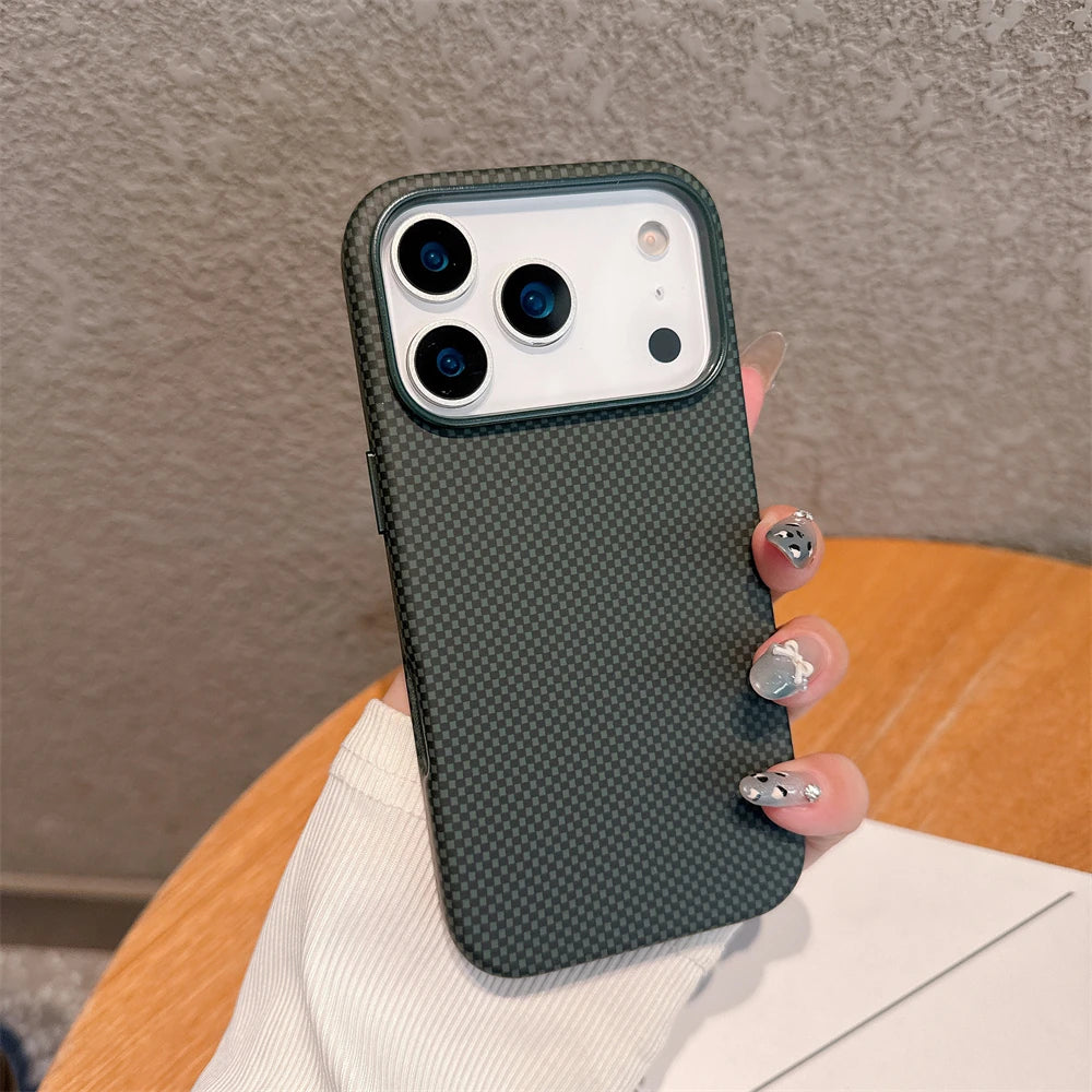 For Magsafe Magnetic Wireless Charging Luxury Solid Color Carbon Fiber Phone Case For iPhone 17 Pro Max 17 Air Bumper Back Cover