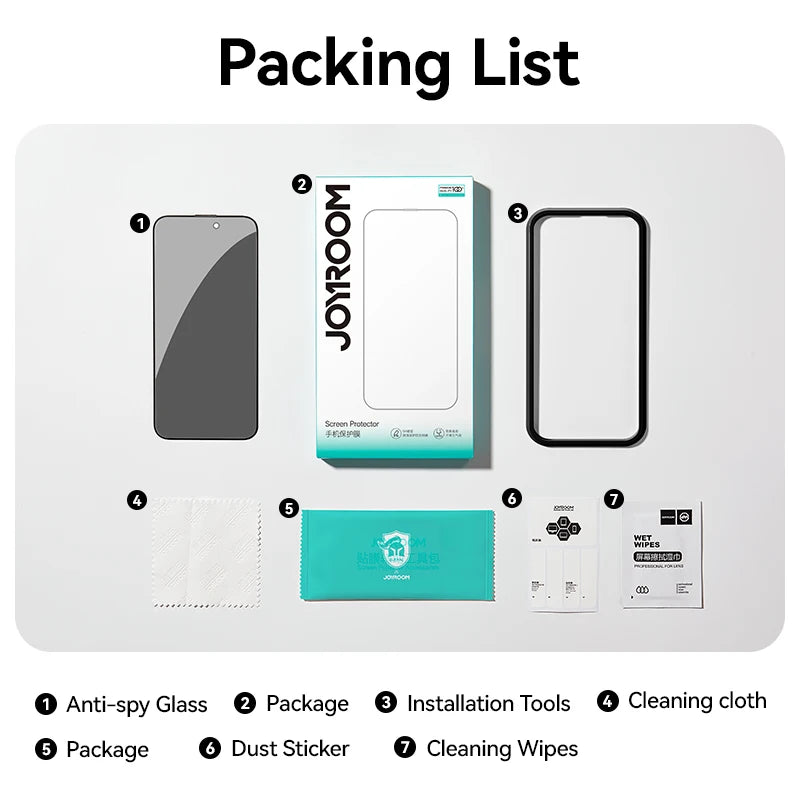 Joyroom 1/2PCS For iPhone 17 Pro Max Anti-Spy Glass Privacy Screen Protector Glass For iPhone 17 Pro 17 Air Tempered Glass Film