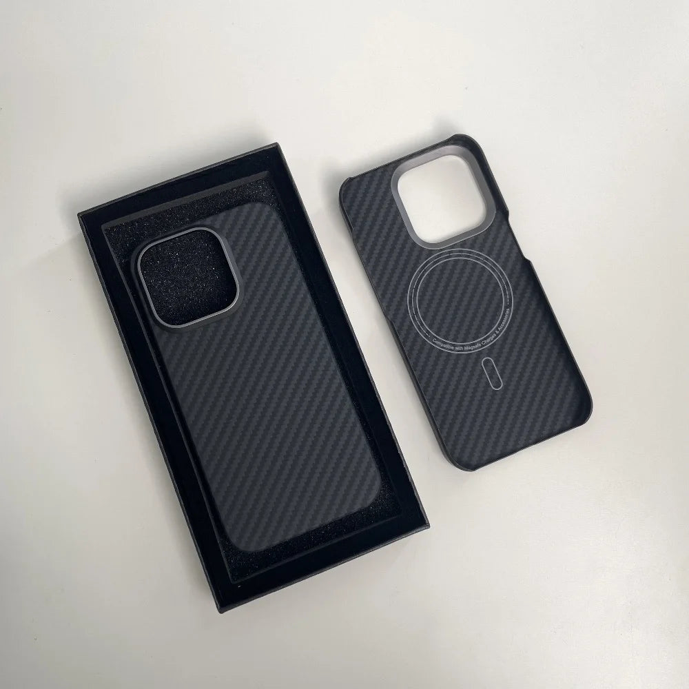 Aramid Carbon Fiber Magnetic Case for iPhone 16 17 Pro Max Cases Kevlar Fiber Cover for 16 Pro 15 Pro Max Aramid Carbon Funda