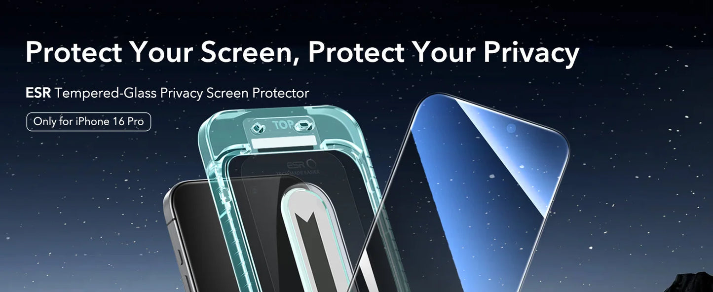 ESR 3 Pack for iPhone 16/15/14/13 Pro Max Screen Protector Full Cover Anti-Peek HD Tempered Glass Screen Film For iphone 16 Plus