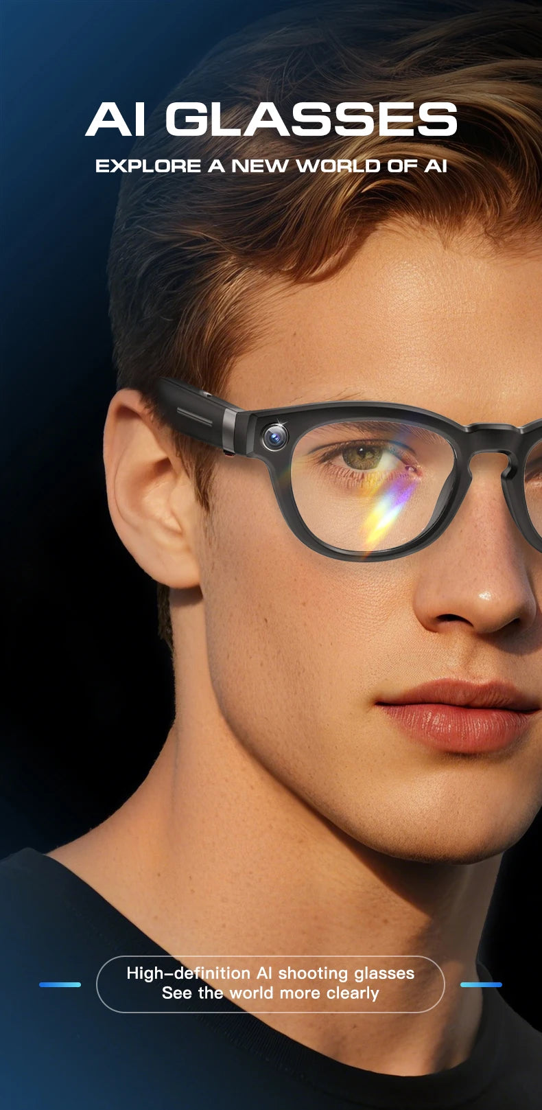 LIGE AI Smart Glasses 4K HD Camera 32GB Memory BT Call Voice Assistant Translate Touch Control Music Player sunglasses Men Women