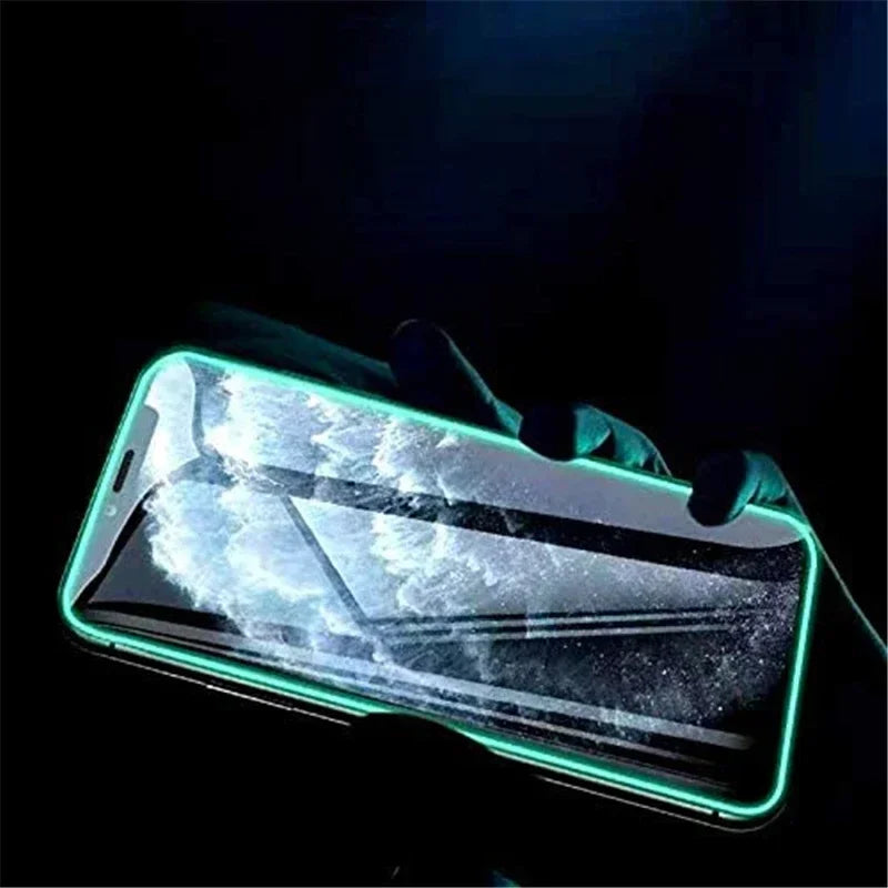 3PCS Night Light Luminous Screen Protector Used Phones for IPhone 12 11 13 14 15 16 Pro Max Plus Mini Case Tempered Glass Film