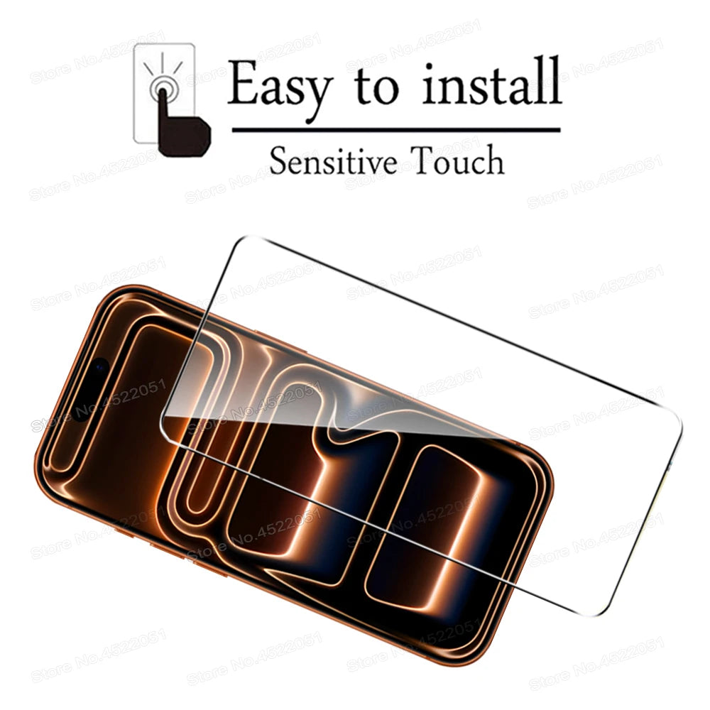4PCS Tempered Glass Screen Protector For iPhone 17 16 15 14 13 12 11 Pro Max Plus Mini XS XR Air 16E Clear Glass Protective Film