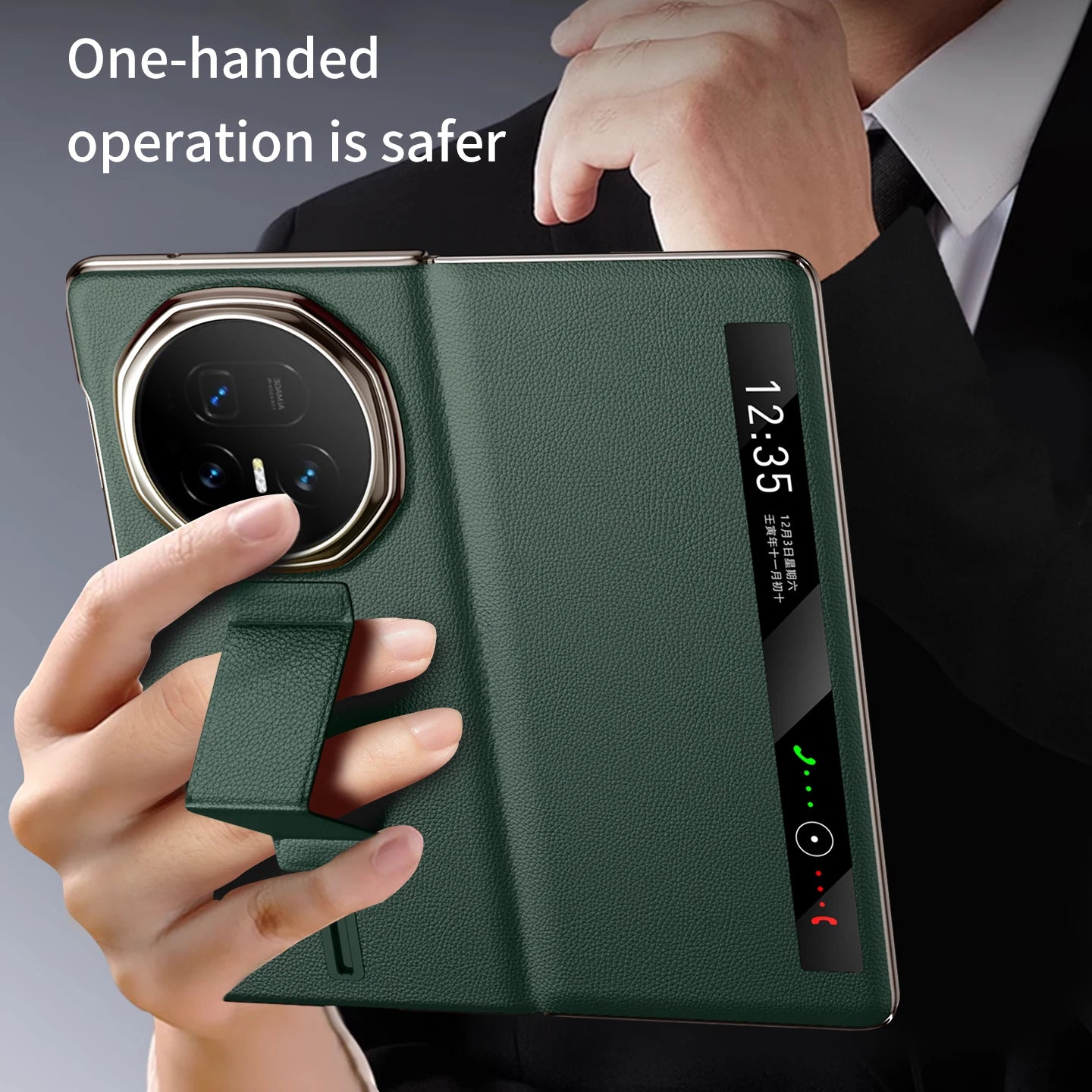 LANGSIDI Smart Flip Phone Case for Honor Magic V5 Magnetic Wrist Strap Slidable Stand Kickstand Luxuxy Leather Cover