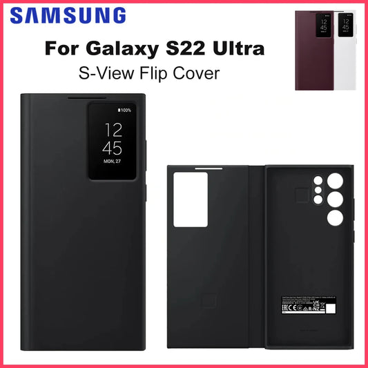 Original Smart View Wallet Flip Case For Samsung Galaxy S22Ultra SM-S908B Smart View Phone Case Cover（EF-ZS908)
