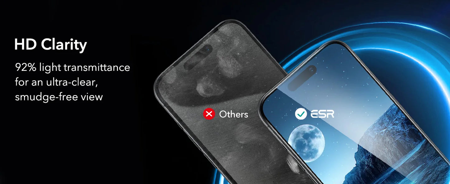 ESR 3 Pack for iPhone 16/15/14/13 Pro Max Screen Protector Full Cover Anti-Peek HD Tempered Glass Screen Film For iphone 16 Plus