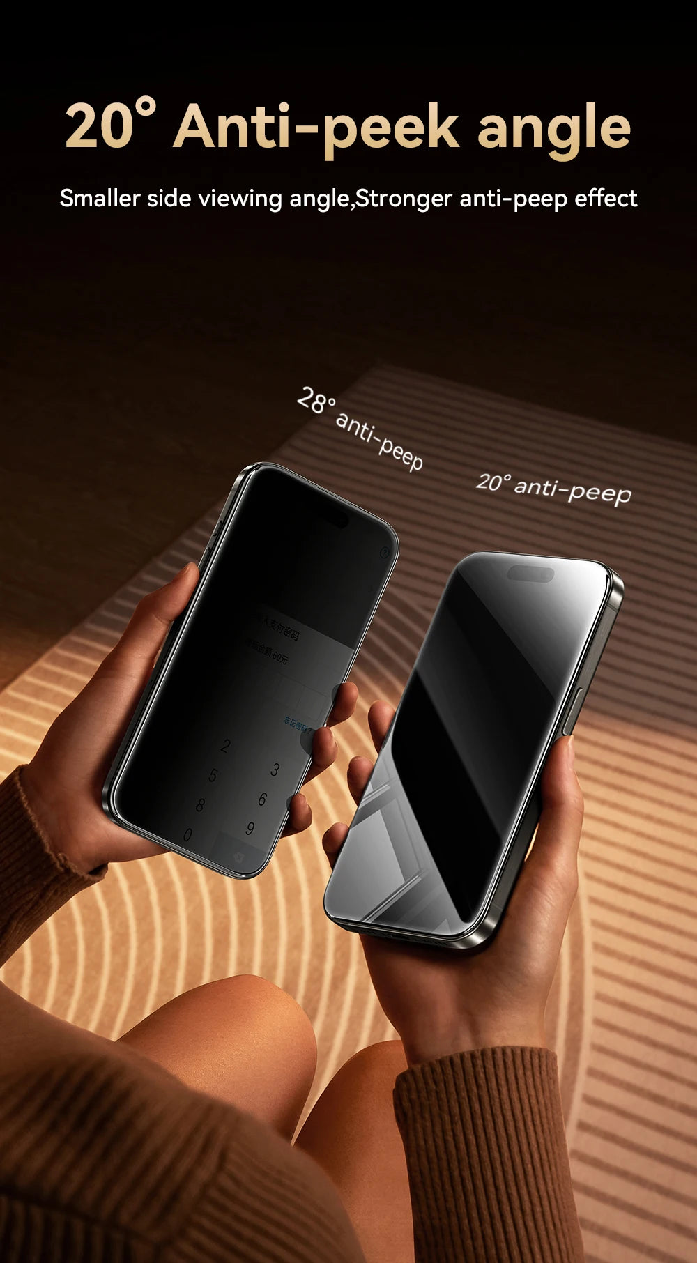 Joyroom 1/2Pcs 20°Anti-spy Glass For iPhone 16 15 Pro Max Glass For iPhone 16 15 14 13 12 11 Pro Max Privacy Screen Protector