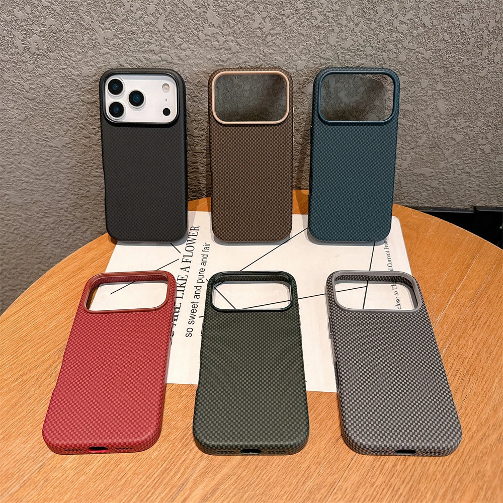 For Magsafe Magnetic Wireless Charging Luxury Solid Color Carbon Fiber Phone Case For iPhone 17 Pro Max 17 Air Bumper Back Cover