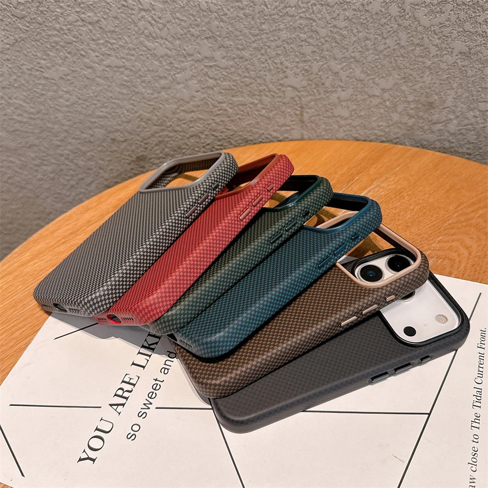 For Magsafe Magnetic Wireless Charging Luxury Solid Color Carbon Fiber Phone Case For iPhone 17 Pro Max 17 Air Bumper Back Cover