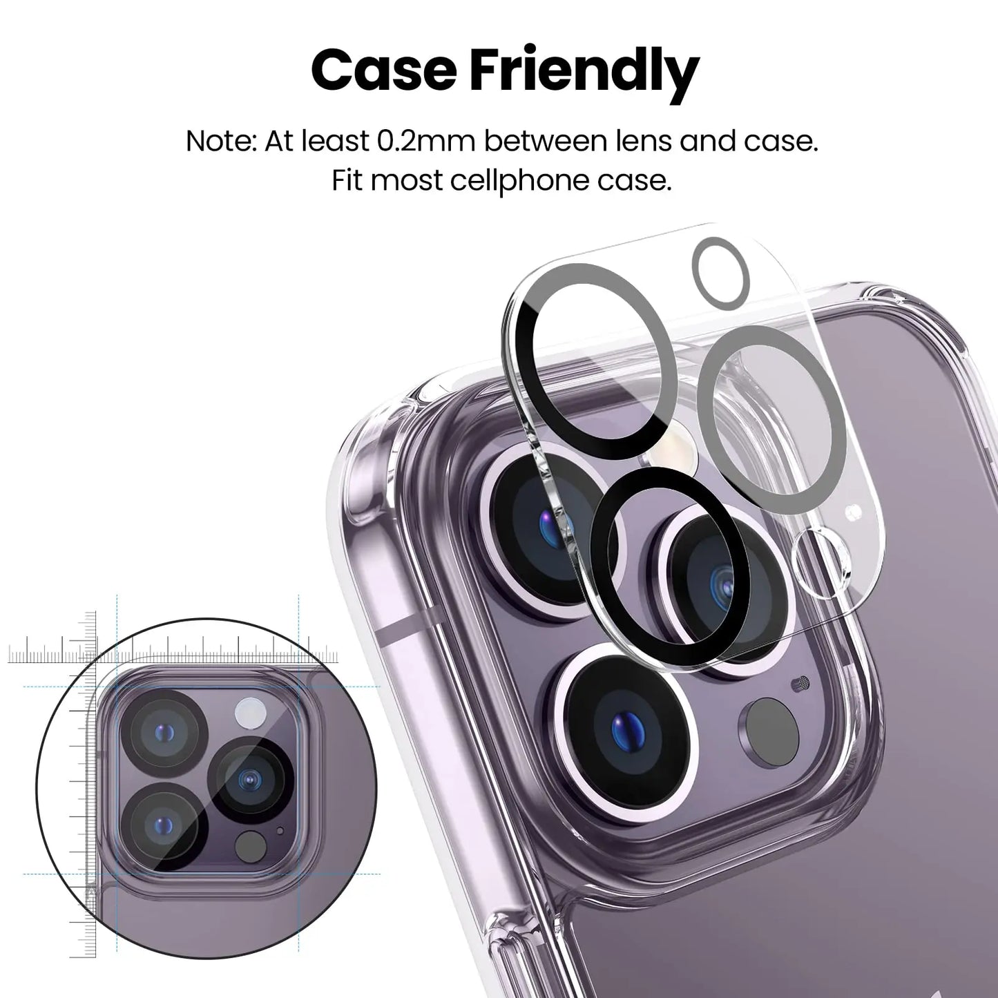 3D Camera Lens Protector for iPhone 16 15 14 Pro Max & iPhone 14 16 Plus 13 12 Pro 6.1 inch 11 mini Ultra HD Not Affect Night
