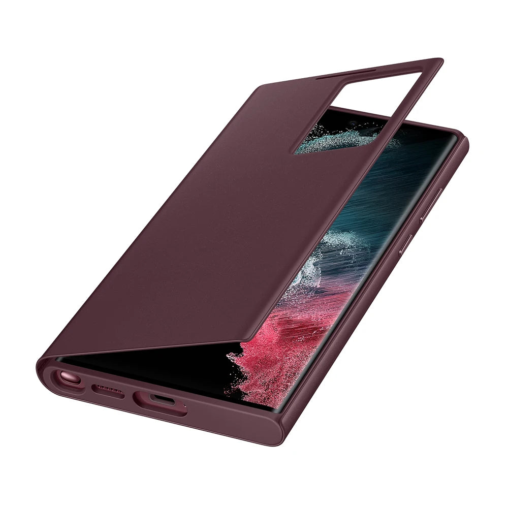 Original Smart View Wallet Flip Case For Samsung Galaxy S22Ultra SM-S908B Smart View Phone Case Cover（EF-ZS908)