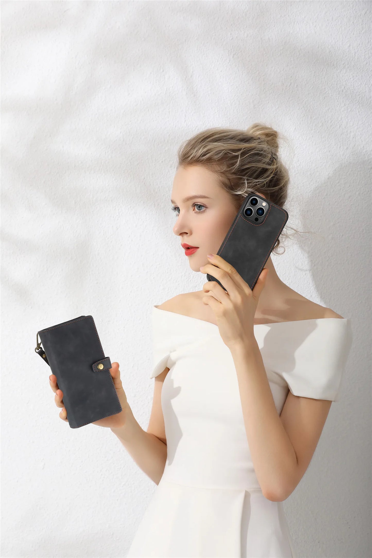 Detachable Magnetic Leather Case For Samsung Galaxy A73 A71 A54 A53 A52 A51 A34 A33 A15 A55 A35 Zipper Wallet Cards Holder Cover