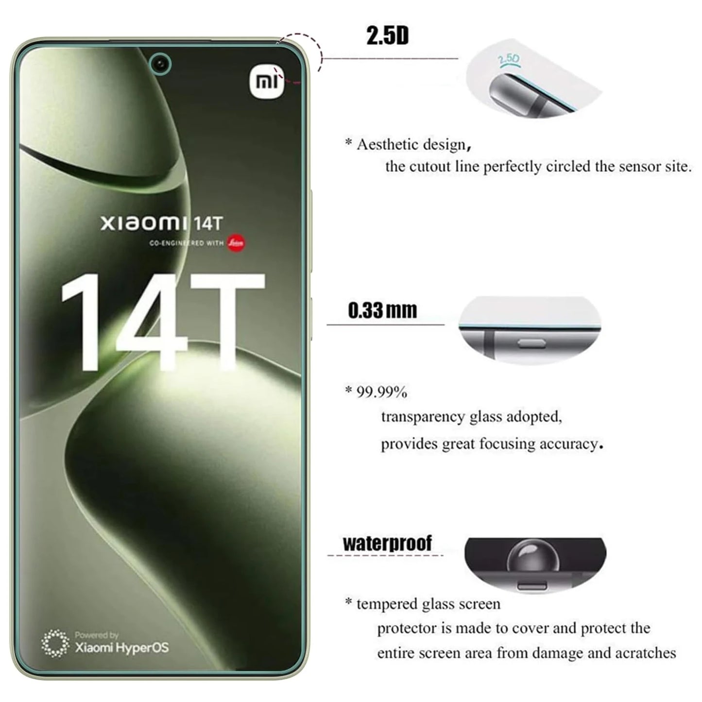 For Xiaomi 14T Tempered Glass Screen Protector Glass Film