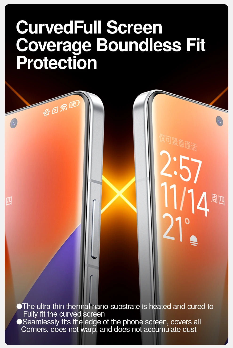 SmartDevil Heat sensitive Screen Protector For Xiaomi 15 15Pro Full Screen Soft Film For 15ultra 14 Pro Curved Screen