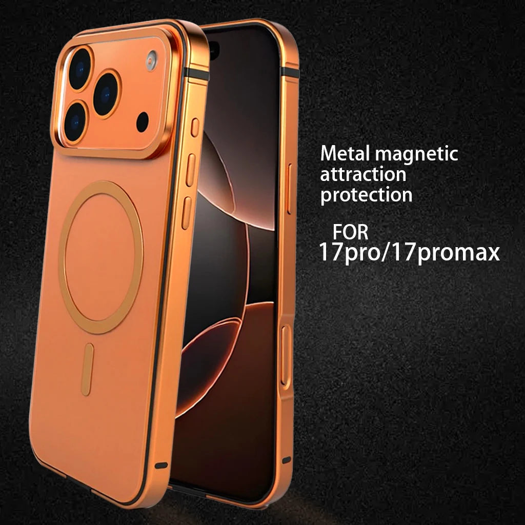 High End Magnetic Original Color Backplate Phone Case, For IPhone 17 Pro 17 Promax Metal Frame Anti Drop Protection Hard Case