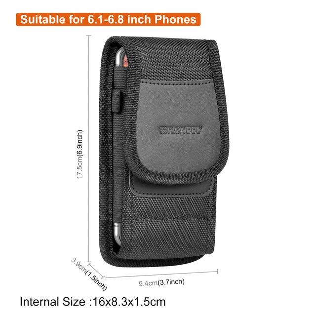 4.7-6.8inch Phone Nylon Pouch Multifunction Cell Phone Belt Clip Carrying Holster Case Waist Bag For iPhone,Samsung ,Smartphones