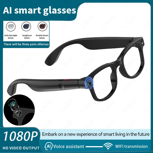 500W Camera Glasses Translate Smart Glasses Voice Call Music Sunglasses AI GPT Camera BT&WIFI Video Recording Anti-blue Light