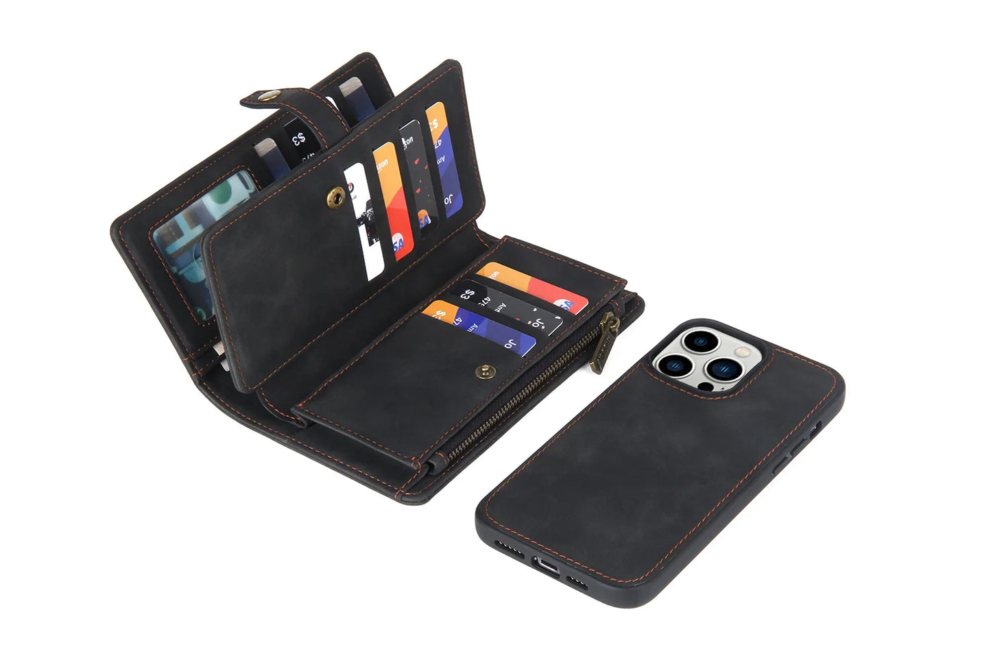 Detachable Magnetic Leather Case For Samsung Galaxy A73 A71 A54 A53 A52 A51 A34 A33 A15 A55 A35 Zipper Wallet Cards Holder Cover