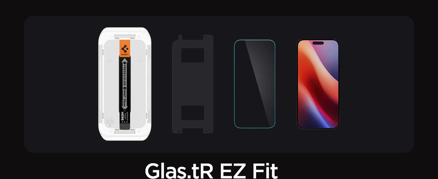 Spigen Glas.tR EZ Fit | Sensor Protected for iPhone 17 Pro Max/17Pro, 17/16 Pro Max /16 Pro Tempered Glass Screen Protector (2P)