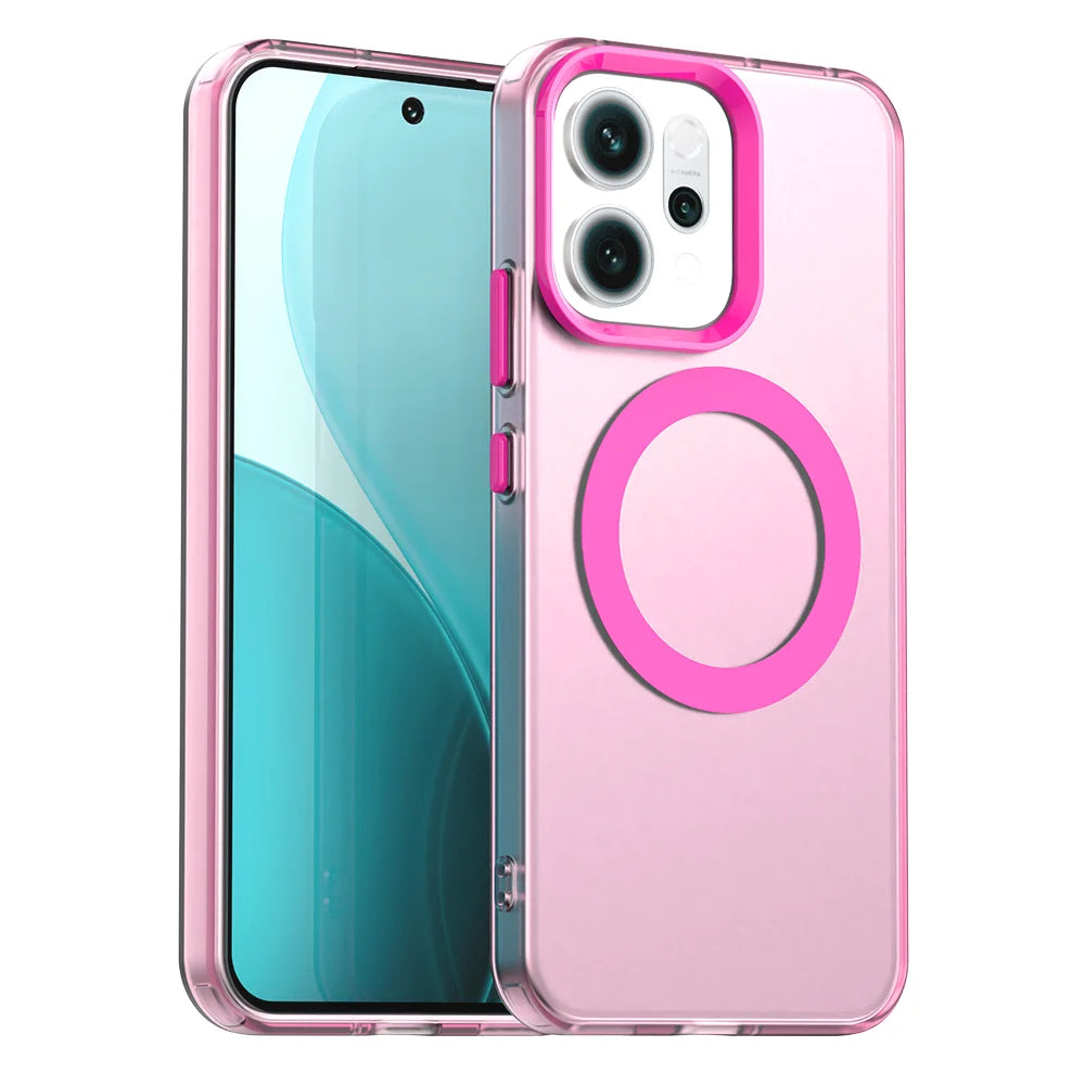 Magnetic Wireless Charging Case For OPPO Reno 14F 14 Pro Reno14 F 5G Cover Candy Colors Transparent Back Shell Fundas Coque
