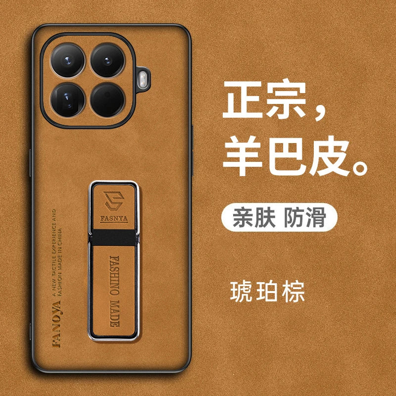 For Xiaomi 15T Pro 15 T Skinsheep Matte Leather Armor Phone Case for Xiaomi Mi 15Tpro Magnetic Holder Camera Protection Cover