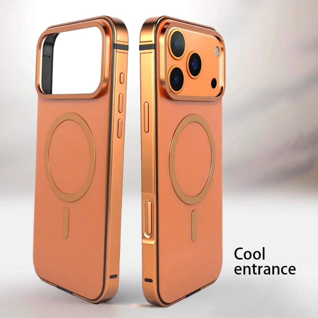 High End Magnetic Original Color Backplate Phone Case, For IPhone 17 Pro 17 Promax Metal Frame Anti Drop Protection Hard Case
