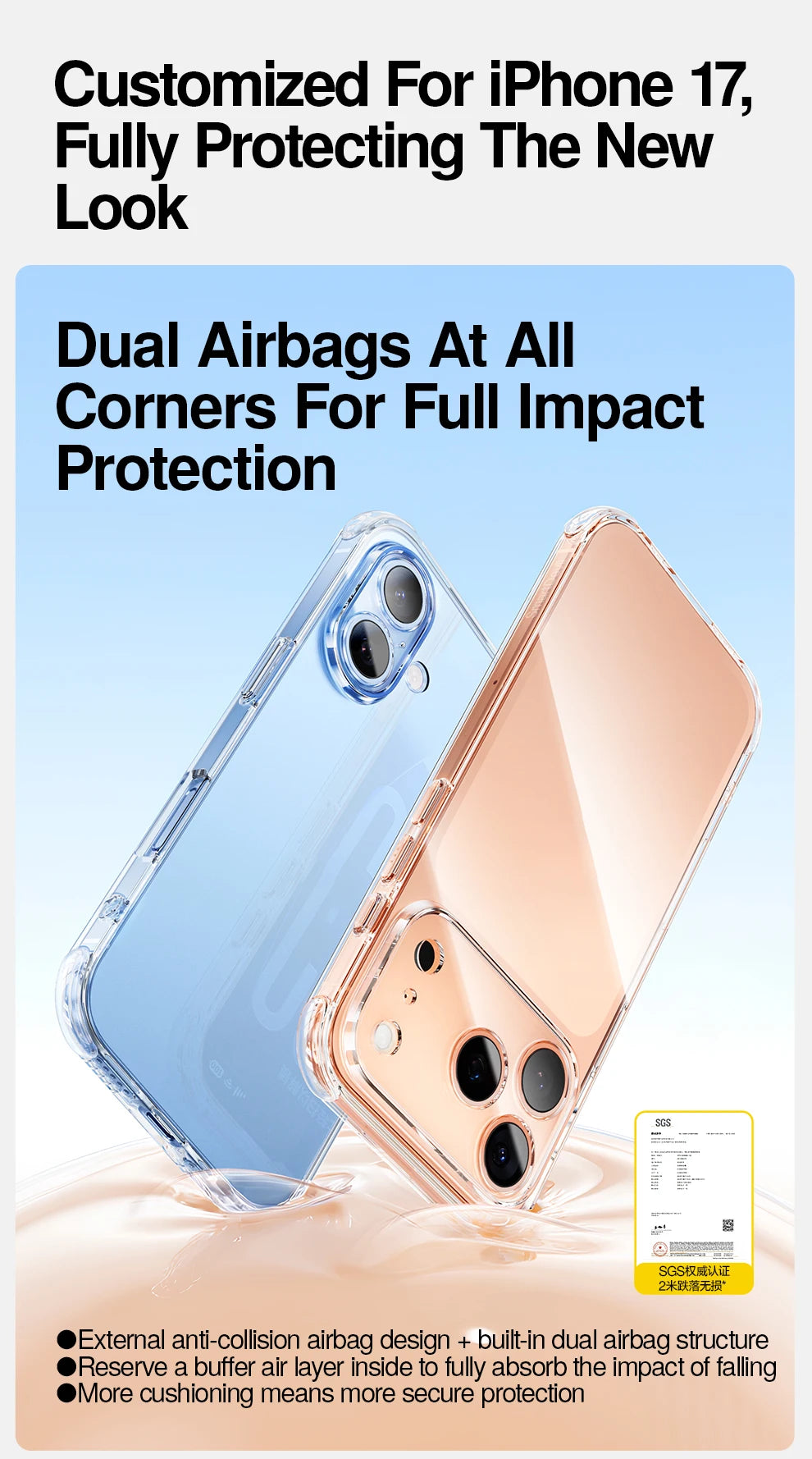 SmartDevil Transparent Phone Case for iPhone 17 Pro Max 17 Pro 16 Soft Back Cover Airbag Shell for iPhone Air Anti-drop