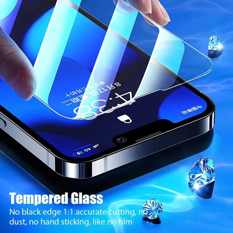 5Pcs Tempered Glass For iPhone 16 13 12 11 14 15 Pro Max Mini Screen Protector For IPhone 17 PRO XR X XS 8 Plus Protective Glass