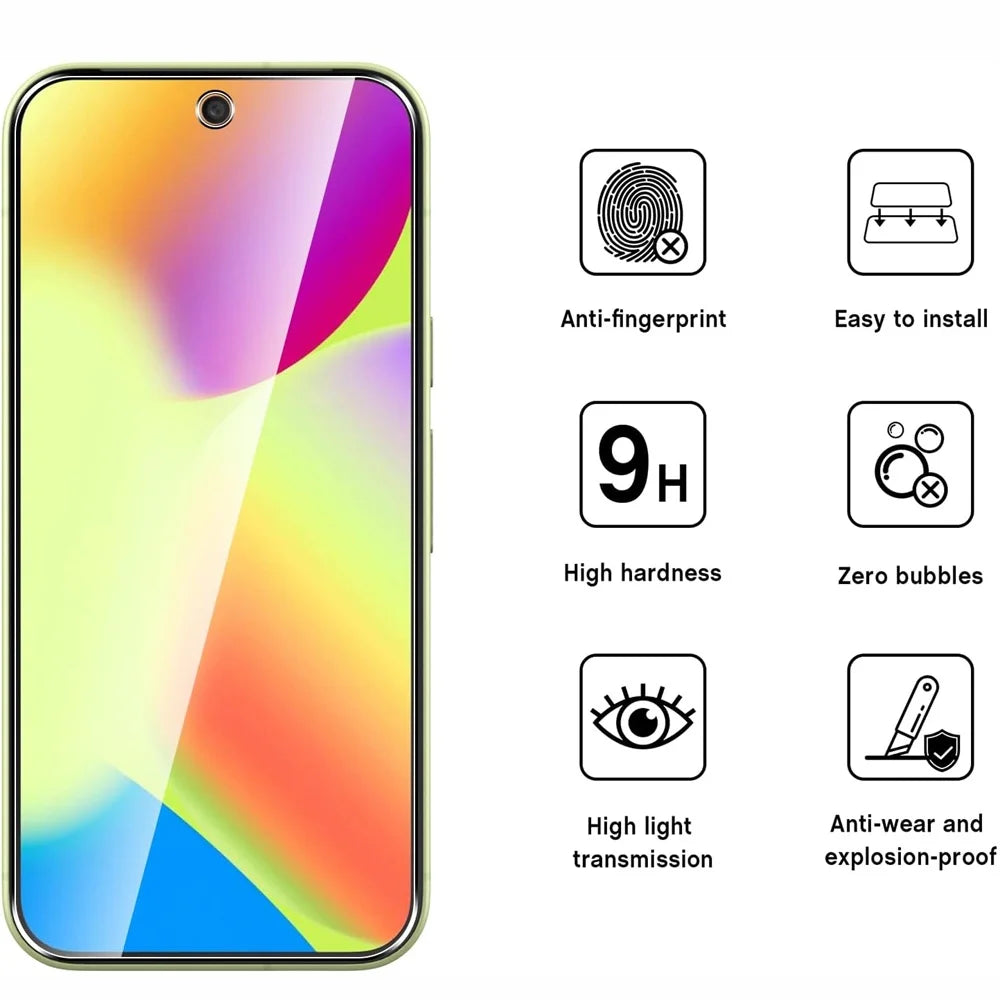 9H Screen Protector for Google Pixel 9 10 Pro XL Tempered Glass Pixel 10 Pro Phone Film Pixel 9 Pro XL Fingerprint Unlock Hd Glass