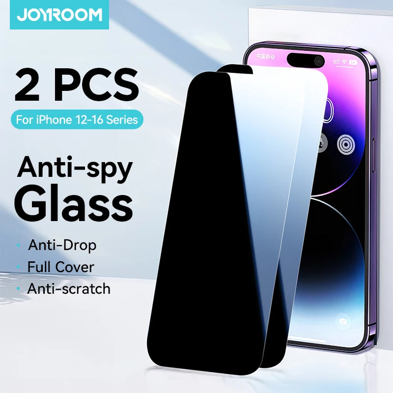 Joyroom 1/2Pcs Anti-spy Glass For iPhone 16 15 Pro Max Glass For iPhone 16 15 14 13 12 Pro Max Privacy Screen Protector Film