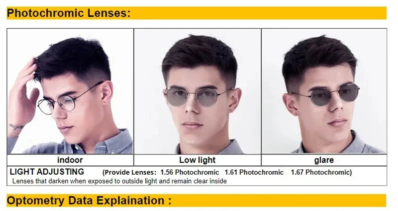 BLUEMOKY Men Alloy Prescription Eyeglasses Women Metal Square Glasses Anti-Blu- Light Myopia/Hyperopia/Progressive Eyewear