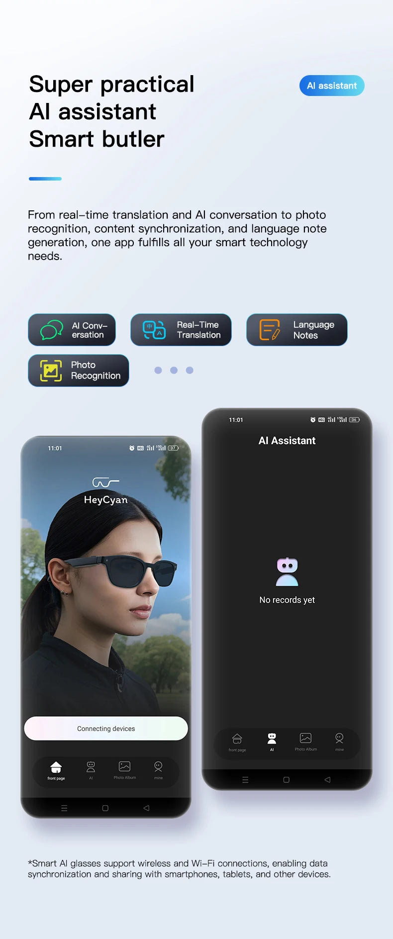 LIGE AI Smart Glasses 4K HD Camera 32GB Memory BT Call Voice Assistant Translate Touch Control Music Player sunglasses Men Women