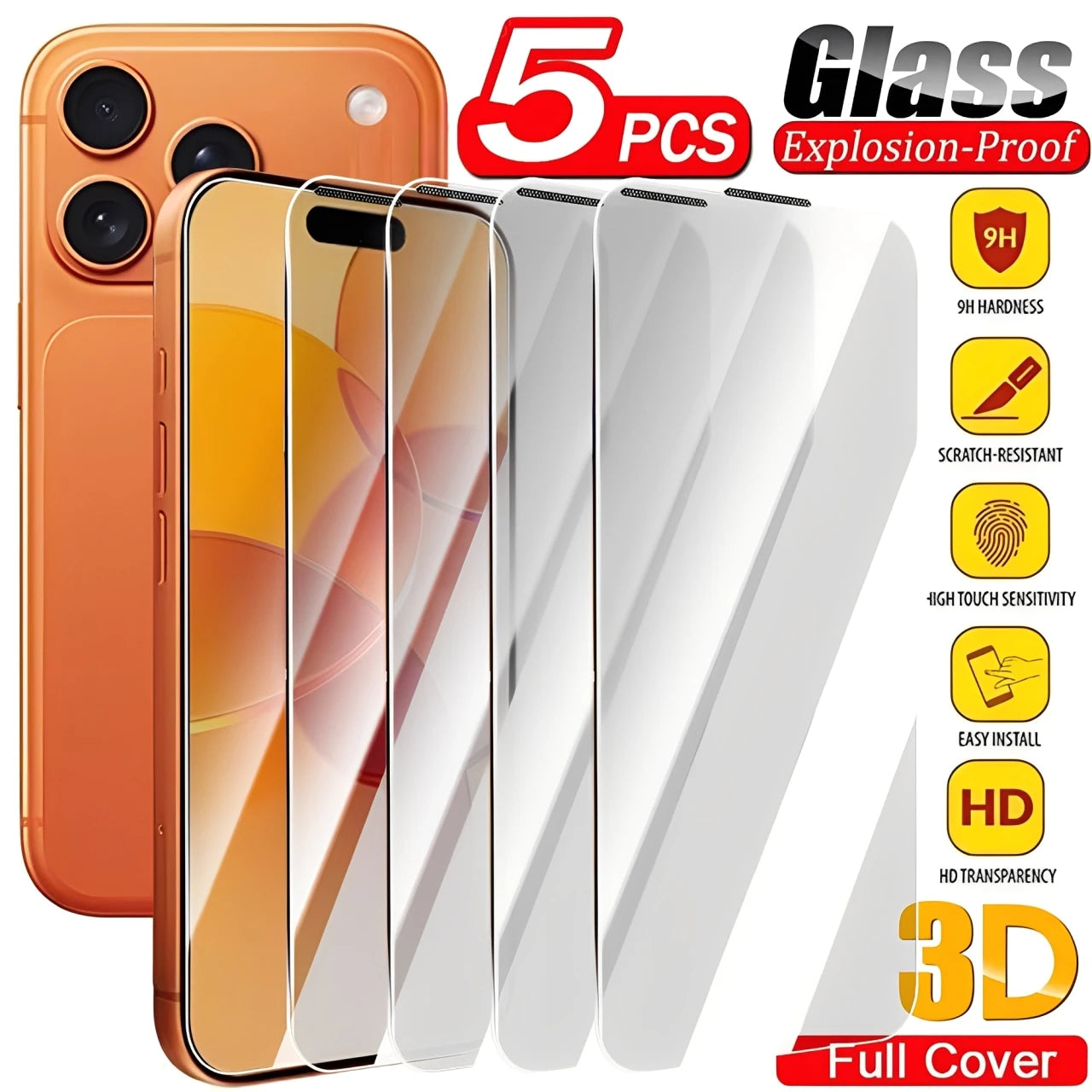 1-5PCS 3D Full Cover Tempered Glass For iPhone 17 Pro Max/17 Pro/17 Air 8K Ultra HD Screen Protector Premium Anti-scratch Film