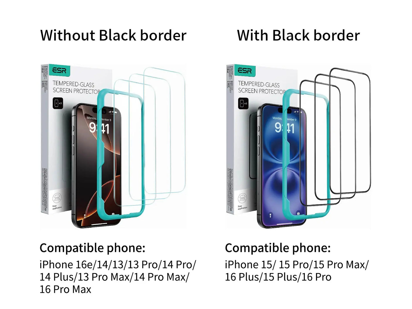 ESR Tempered-Glass Screen Protector iPhone 13/14/15/16/17 Pro Max HD Clear Anti-spy Screen Firm For iPhone 17Air&16/15 Plus&16e