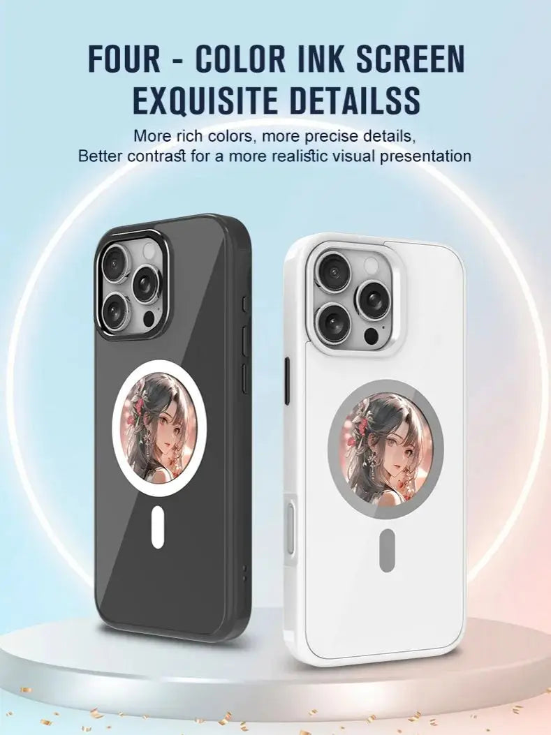 2.53 inches E-ink phone case photos Display Wireless transmission DIY screen for iphone 16/15/14/13 Round Support Magsafe