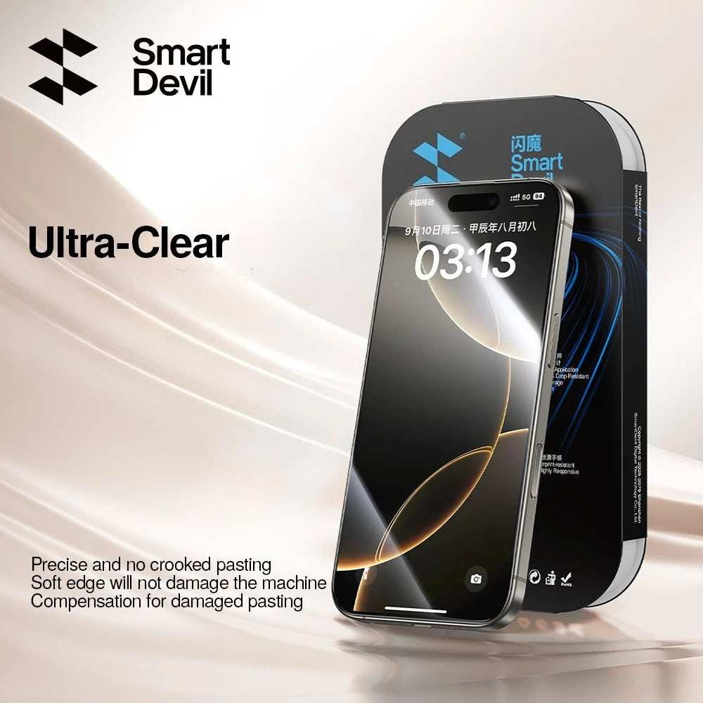 SmartDevil Screen Protector for iPhone 17 Pro Max 17 Pro 16 15 14 Dust-free Box HD Clear Temperd Glass Film Anti-fingerprint