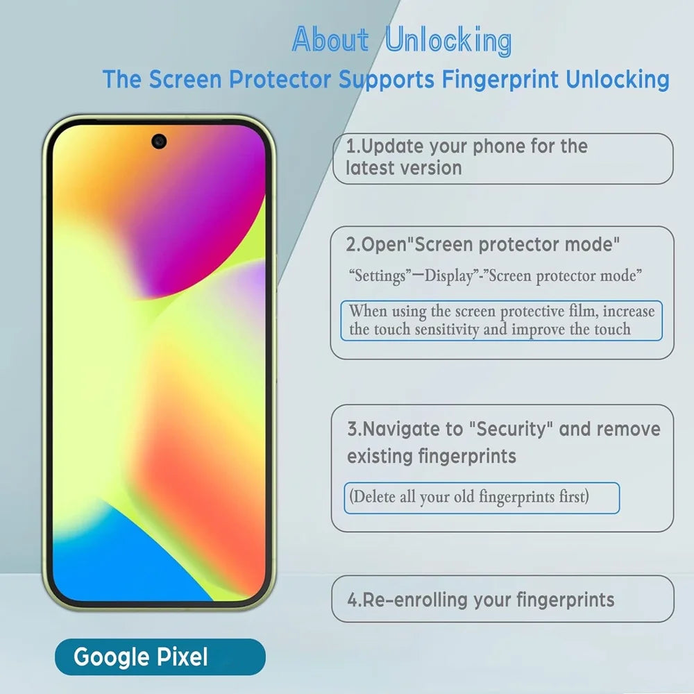 9H Screen Protector for Google Pixel 9 10 Pro XL Tempered Glass Pixel 10 Pro Phone Film Pixel 9 Pro XL Fingerprint Unlock Hd Glass