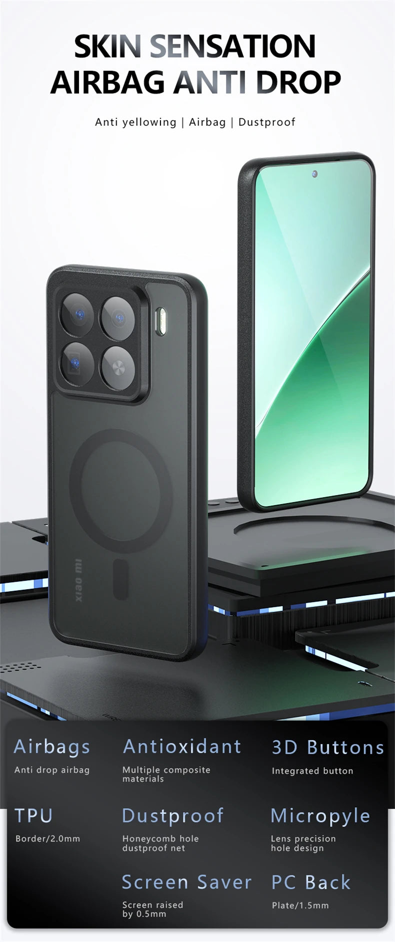 Magnetic Case For Xiaomi 15T Pro Mi 15 T 5G MagSafe Matte Transparent Phone Back Cover Hard PC Acrylic Shockproof Bumper