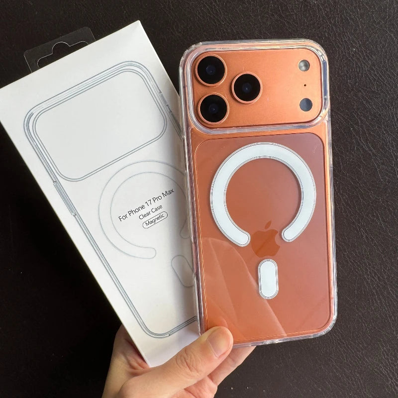 High Clear PC Hybird Magsafe Case for iPhone 17Pro 17 Pro Max 17Air 17promax Transparent Magnetic Wireless Charge Cover with box