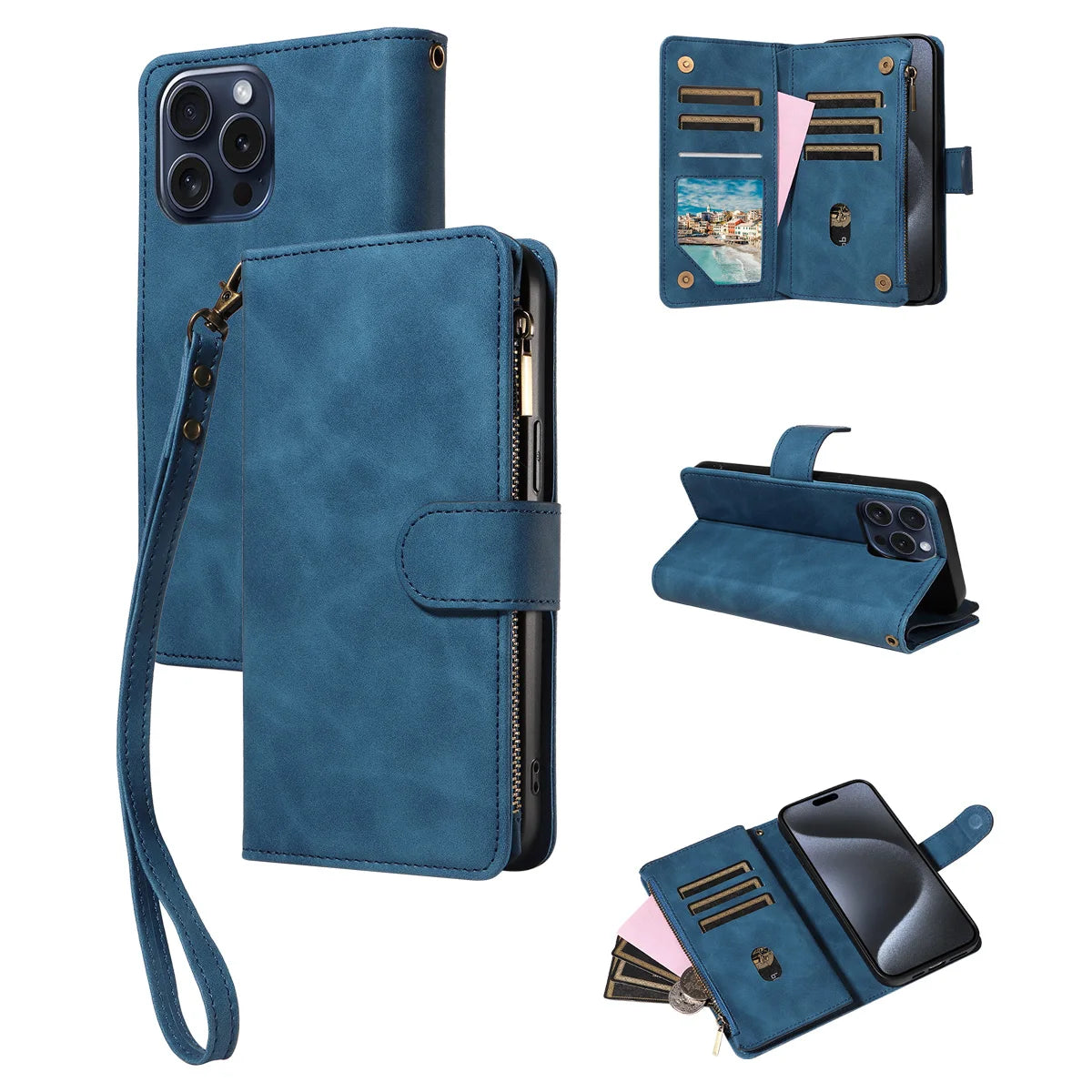 Skin Friendly Leather Phone Case for Xiaomi POCO X3 X5 C3 M2 M5S 11T 11Lite 12 12T 13Lite14 with Card Slots Zipper Wallet Cover