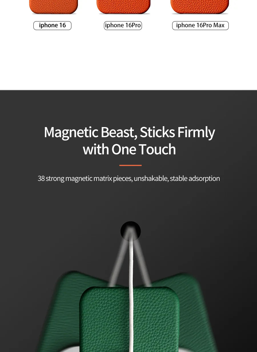 for Magsafe Case for iPhone 17 Air 15 16 Pro Max 17Pro Lychee Natural Cowhide Leather Magnetic Protector Luxury Phone Back Cover